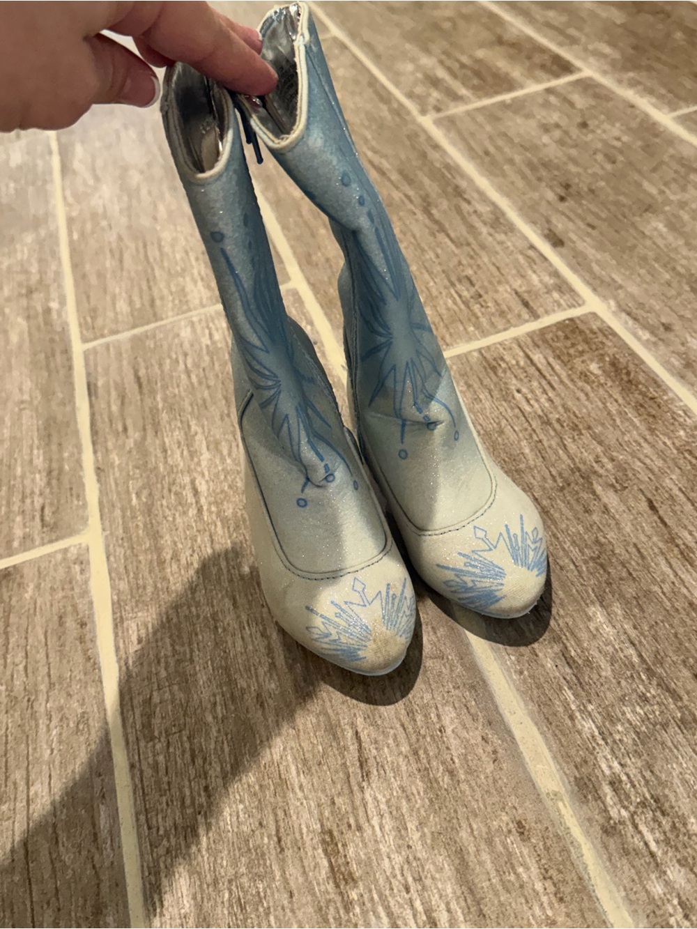DISNEY FROZEN ELSA COSTUME BOOTS GLITTER